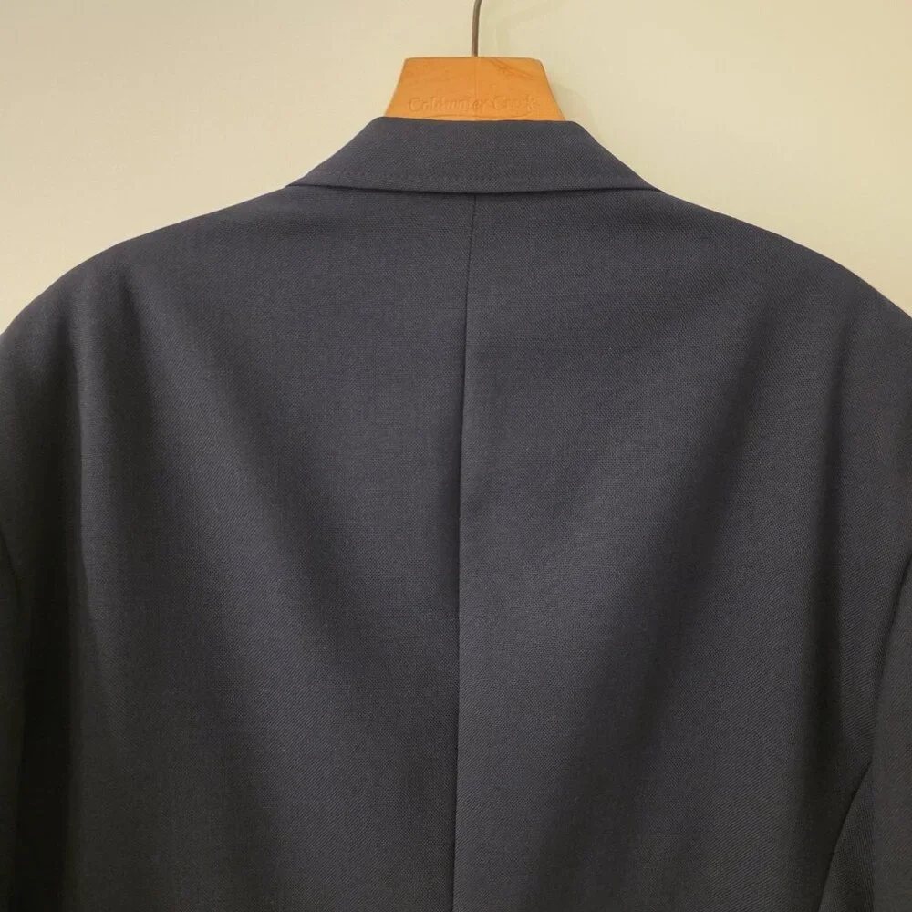 Vintage Stafford‎ Blazer Navy Blue Gold 2-Button Jacket Sport Coat USA Mens 40L